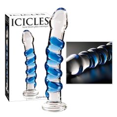 Icicles No. 5 - spirál üveg dildó (átlátszó-kék) Icicles No. 5 - spirál üveg dildó (átlátszó-kék)