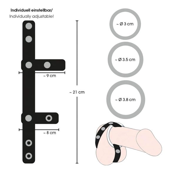 Bad Kitty - bőr heregyűrű és péniszgyűrű (fekete)