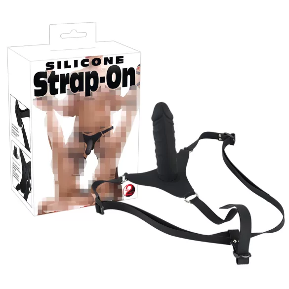 You2Toys - Silicone Strap-On - felcsatolható dildó (fekete)