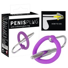 Penisplug - szilikon makkgyűrű kúpos dilátorrall (lila-ezüst)   Penisplug - szilikon makkgyűrű kúpos dilátorrall (lila-ezüst)