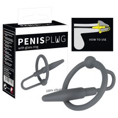 Penisplug - szilikon makkgyűrű kúpos dilátorral (szürke)   Penisplug - szilikon makkgyűrű kúpos dilátorral (szürke)