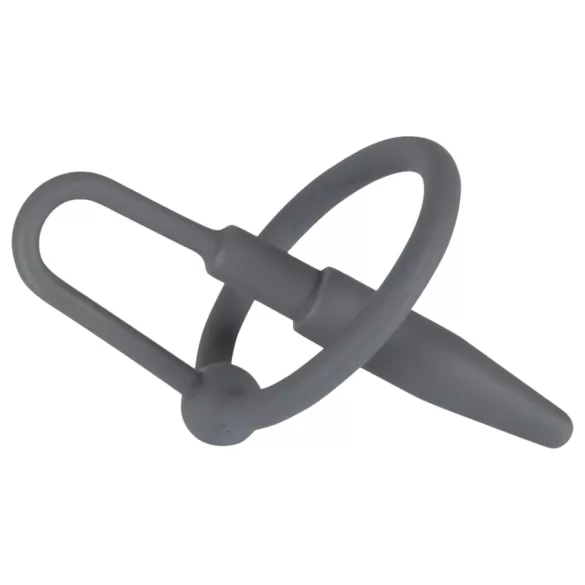 Penisplug - szilikon makkgyűrű kúpos dilátorral (szürke)
