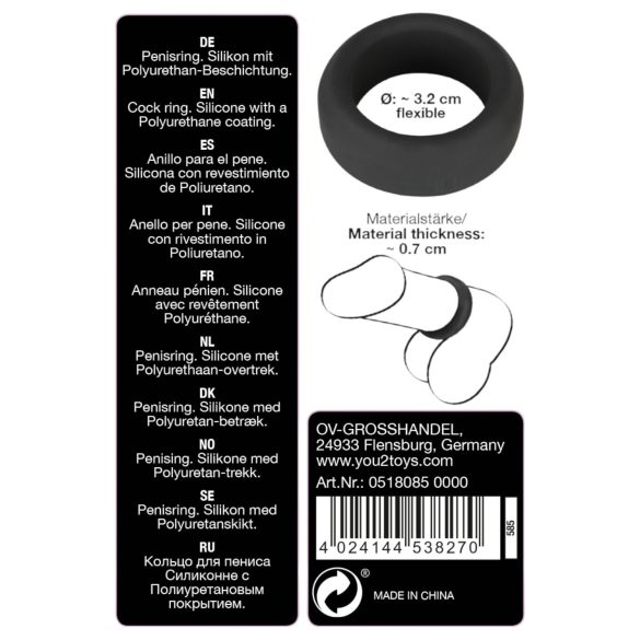 Black Velvets - vastagfalú péniszgyűrű (3,2cm) - fekete