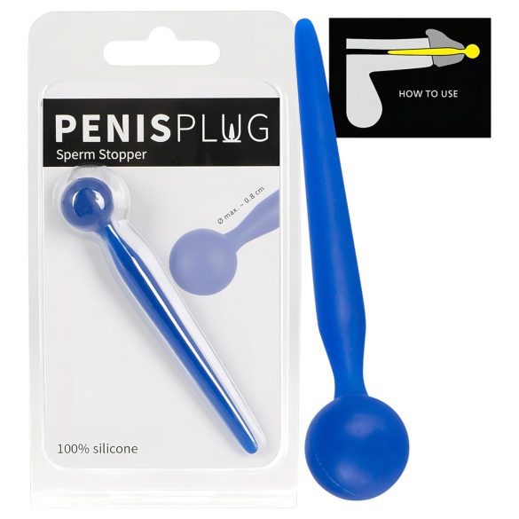 Dilator Sperm Stopper - gömbös, szilikon húgycső tágító (kék)