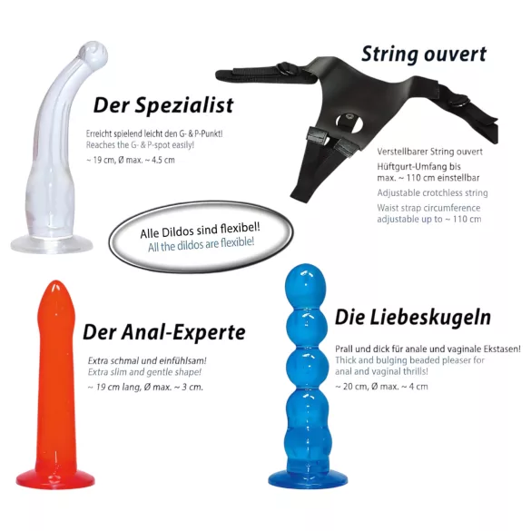 You2Toys - felcsatolható dildó szett! - színes