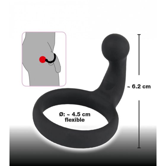 Black Velvet péniszgyűrű gátstimulálóval (fekete)