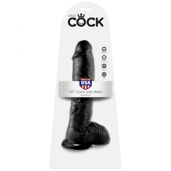 King Cock 10 herés dildó (25 cm) - fekete