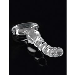   Icicles No. 67 - gömbös üveg dildó fogógyűrűvel (áttetsző)