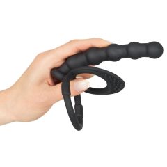   Black Velvet - here- és péniszgyűrű análdildóval (fekete)