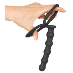   Black Velvet - here- és péniszgyűrű análdildóval (fekete)