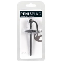 Penisplug - szilikon makkgyűrű üreges dilátorrall (fekete)   Penisplug - szilikon makkgyűrű üreges dilátorrall (fekete)