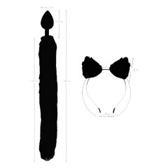   Bad Kitty - cicafül cicafarokkal anál dildó szett - fekete (2 részes)