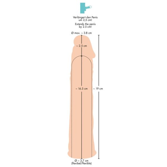 You2Toys - Silicone - hosszabbító péniszköpeny (natúr) - 19cm