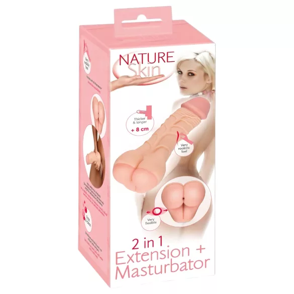 Nature Skin - 2in1 műpopsi maszturbátor és péniszköpeny (testszínű)
