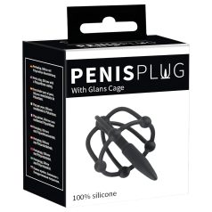 Penisplug - szilikon makk ketrec dilátorral (fekete) Penisplug - szilikon makk ketrec dilátorral (fekete)