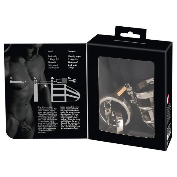 You2Toys - Chastity Cage - fém pénisz ketrec, lakattal
