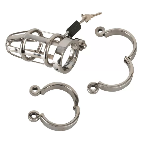 You2Toys Chastity Cage - fém péniszketrec lakattal, férfi erényöv