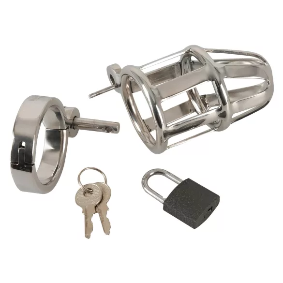 You2Toys Chastity Cage - fém péniszketrec lakattal, férfi erényöv