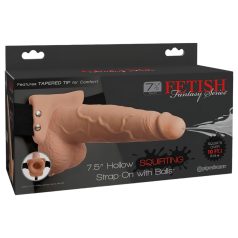 Fetish Strap-On 7,5 - felcsatolható, spriccelő dildó (natúr)   Fetish Strap-On 7,5 - felcsatolható, spriccelő dildó (natúr)