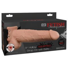 Fetish Strap-On 9 - felcsatolható, üreges, spriccelő dildó (natúr)   Fetish Strap-On 9 - felcsatolható, üreges, spriccelő dildó (natúr)