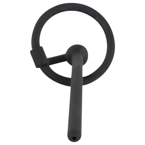 Penisplug - szilikon dilátor makkgyűrűvel (0,6mm) - fekete
