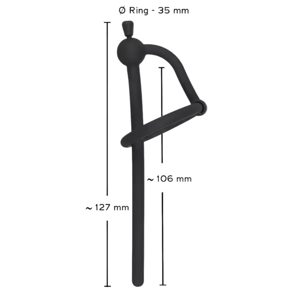 Penisplug - szilikon dilátor makkgyűrűvel (0,6mm) - fekete