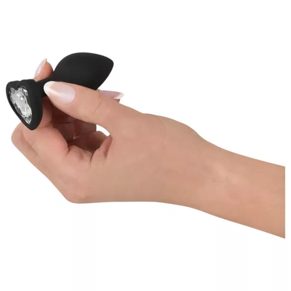 You2Toys Anal Plug - fehér köves anál plug (fekete)