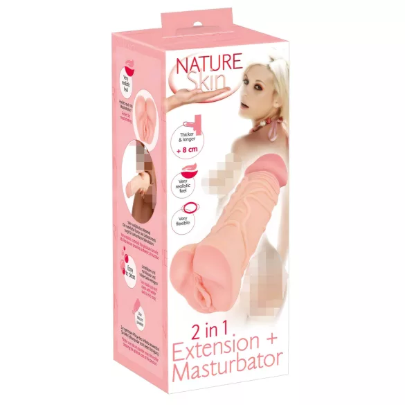 Nature Skin - 2in1 műpunci maszturbátor és péniszköpeny (testszínű)