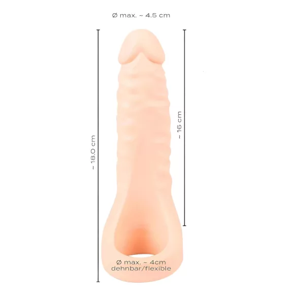 realistixxx Double F - élethű dildó péniszgyűrűvel (natúr)
