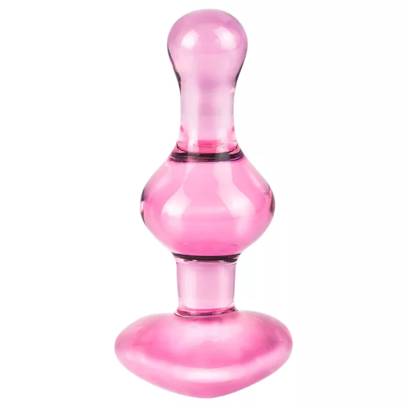 Icicles No. 75 - szíves, üveg anál plug (pink)