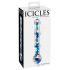 Icicles No. 08 - hullámos, kétvégű, üveg dildó (átlátszó-kék)
