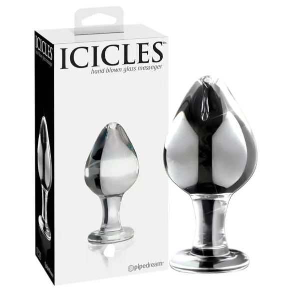 Icicles No. 25 - kúpos, üveg anál plug (átlátszó)