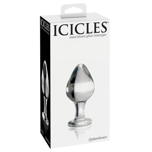 Icicles No. 25 - kúpos, üveg anál plug (átlátszó)