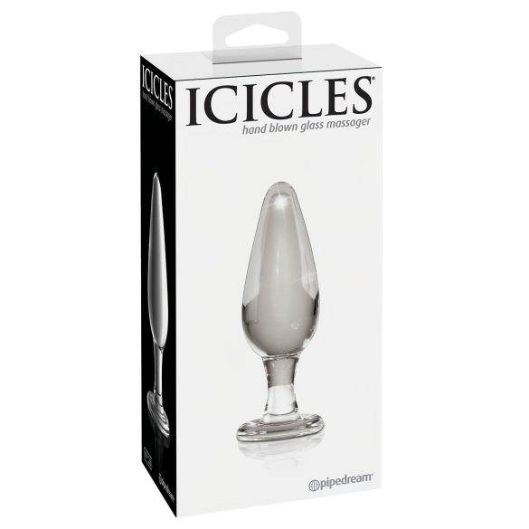 Icicles No. 26 - kúpos, üveg anál plug (átlátszó)