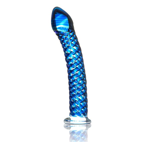 Icicles No. 29 - spirális, péniszes üveg dildó (kék)