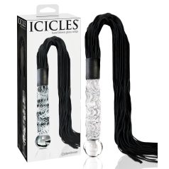 Icicles No. 38 - bőr korbács és üveg dildó (átlátszó-fekete)   Icicles No. 38 - bőr korbács és üveg dildó (átlátszó-fekete)