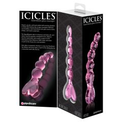 Icicles No. 43 - gyöngyös, szíves üveg dildó (pink)