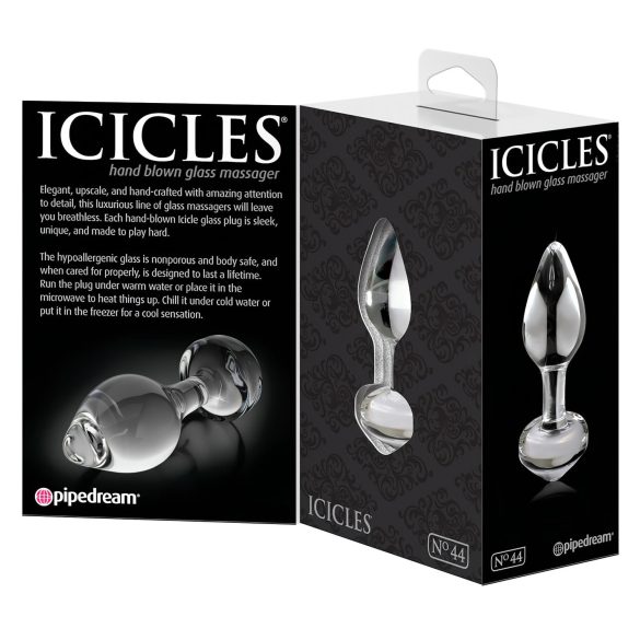 Icicles No. 44 - kúpos, üveg anál plug (átlátszó)