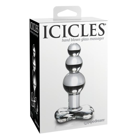 Icicles No. 47 - tripla gyöngyös, üveg anál plug (átlátszó)