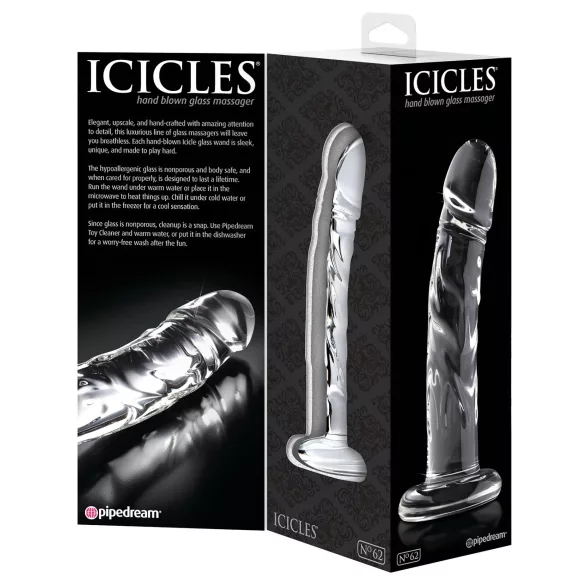 Icicles No. 62 - péniszes üveg dildó (átlátszó)