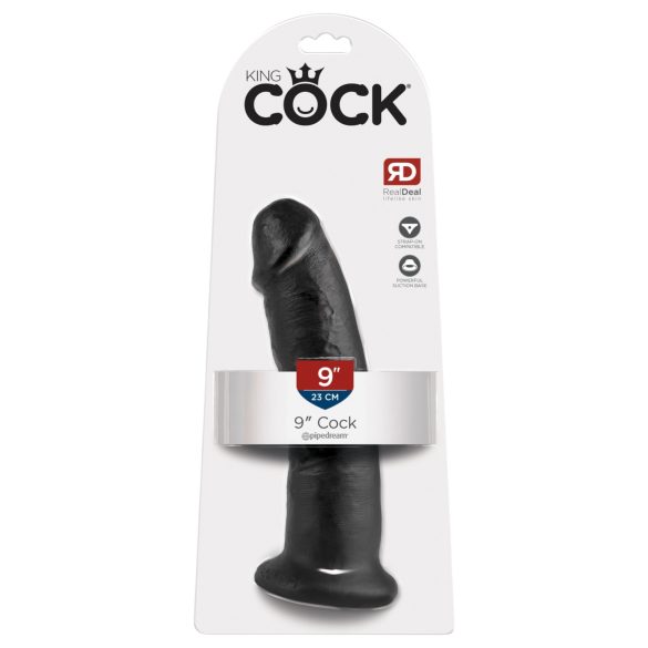 King Cock 9 - tapadótalpas dildó (fekete)