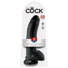   King Cock 9 - nagy tapadókorongos, herés dildó (23cm) - fekete