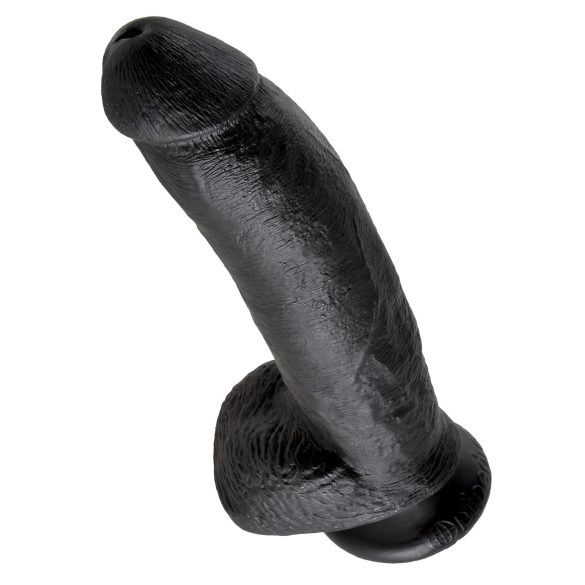 King Cock 9 - nagy tapadókorongos, herés dildó (23cm) - fekete