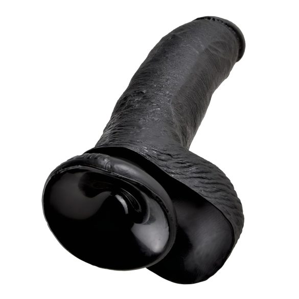 King Cock 9 - nagy tapadókorongos, herés dildó (23cm) - fekete