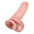 King Cock 11 - tapadókorongos, herés dildó (28cm) - natúr