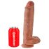 King Cock 11 - tapadókorongos, herés dildó (28cm) - sötét natúr