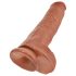 King Cock 11 - tapadókorongos, herés dildó (28cm) - sötét natúr