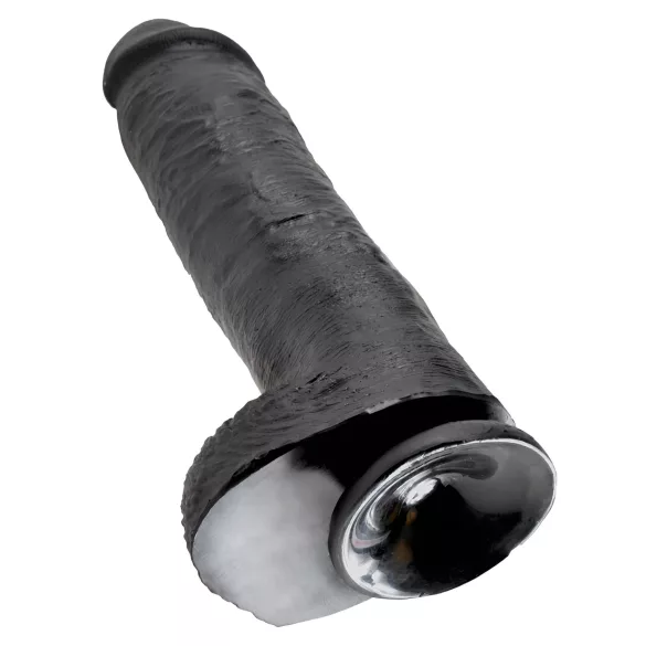 King Cock 11 - nagy tapadókorongos, herés dildó (28 cm, fekete)