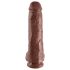 King Cock 11 - nagy tapadókorongos, herés dildó (28cm) - barna