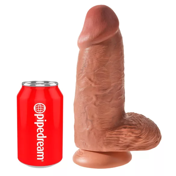 King Cock 9 Chubby - tapadókorongos vastag dildó (sötét natúr, 23 cm)